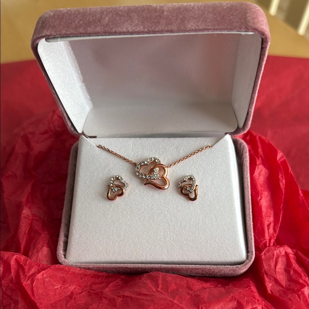 Rose Gold Heart Jewelry Set